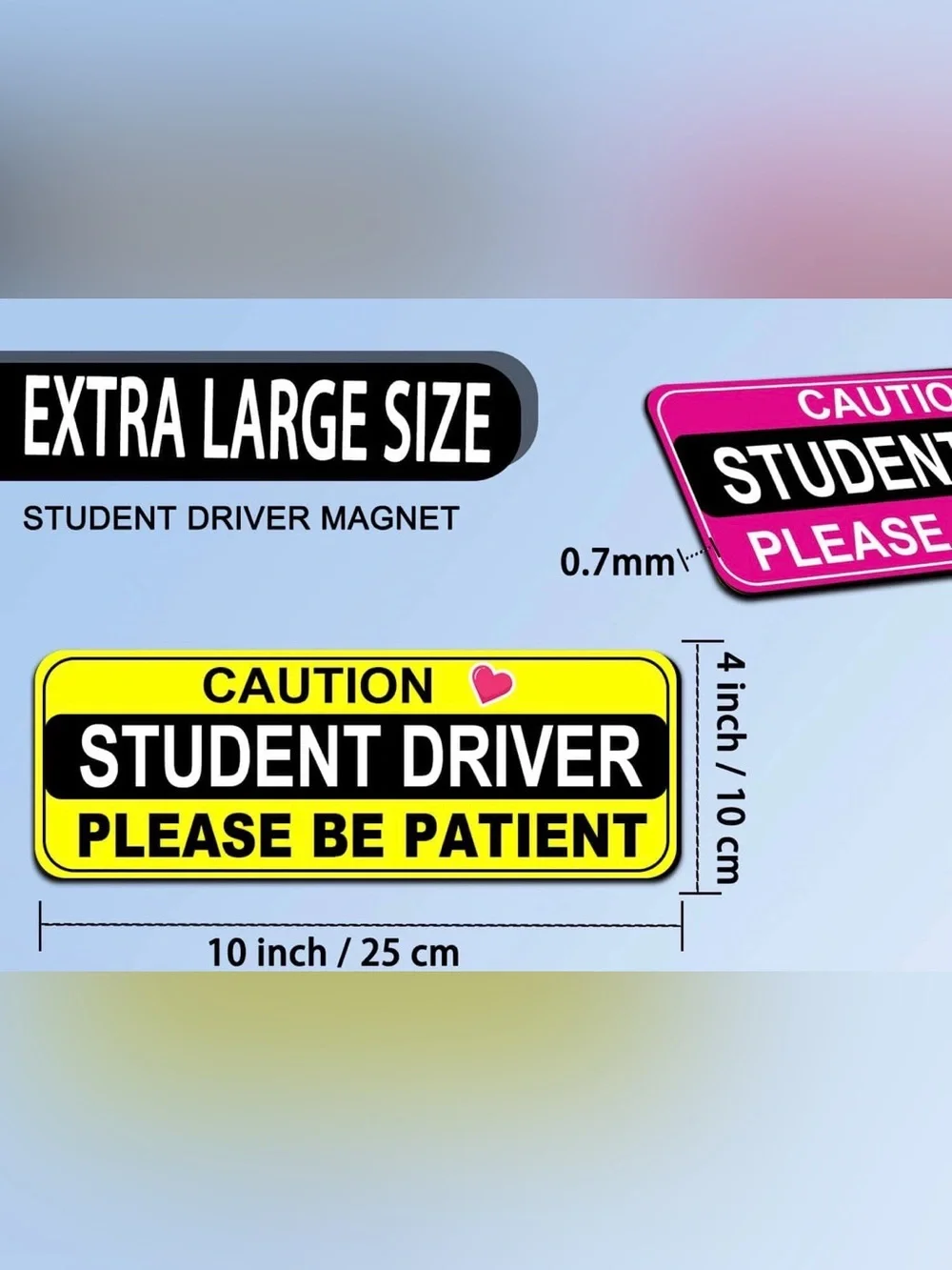 Caution Student Driver Sign - Pink and Black 3 Pack